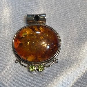 Silver .925 Amber green Peridot Pendant